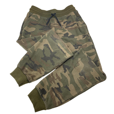 Boys Primark, fleece lined camo print track pants, Inside leg: 60cm, FUC, size 10-11,  