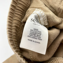 Load image into Gallery viewer, Boys Seed, stretch cotton casual pants, elasticated, Inside leg: 53cm, marks front left leg, FUC, size 9,  