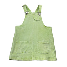 Load image into Gallery viewer, Girls 1964 Denim Co, green stretch denim overalls dress, small marks, FUC, size 3, L: 53cm