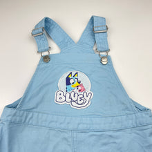 Load image into Gallery viewer, Girls BLUEY, cotton overalls dress / pinafore, light mark, FUC, size 3, L: 50cm