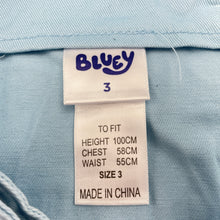Load image into Gallery viewer, Girls BLUEY, cotton overalls dress / pinafore, light mark, FUC, size 3, L: 50cm