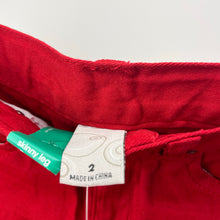 Load image into Gallery viewer, Boys Target, red stretch cotton pants, adjustable, Inside leg: 30.5cm, NEW, size 2,  
