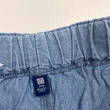 Load image into Gallery viewer, Girls Uniqlo, chambray cotton culottes, elasticated, Inside leg: 27cm, GUC, size 7-8,  