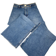 Load image into Gallery viewer, Girls Zara, wide leg stretch denim jeans, adjustable, inside leg: 64.5cm, GUC, size 13-14,  