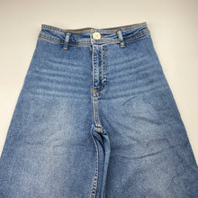 Load image into Gallery viewer, Girls Zara, wide leg stretch denim jeans, adjustable, inside leg: 64.5cm, GUC, size 13-14,  