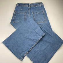 Load image into Gallery viewer, Girls Zara, wide leg stretch denim jeans, adjustable, inside leg: 64.5cm, GUC, size 13-14,  