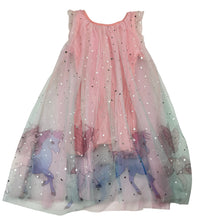 Load image into Gallery viewer, Girls lined, tulle dress, unicorns, GUC, size 4-5, L: 56cm