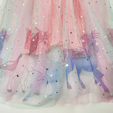 Load image into Gallery viewer, Girls lined, tulle dress, unicorns, GUC, size 4-5, L: 56cm