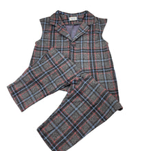 Load image into Gallery viewer, Girls Dear Eli, soft feel checked jumpsuit, no size, armpit to armpit: 31.5cm, shoulder to crotch: 52cm, Inside leg: 24cm, EUC, size 5-6,  