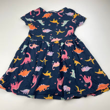 Load image into Gallery viewer, Girls Anko, navy cotton casual dress, dinosaurs, EUC, size 3, L: 45cm