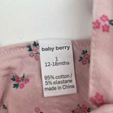 Load image into Gallery viewer, Girls Baby Berry, stretchy floral overalls, EUC, size 1,  