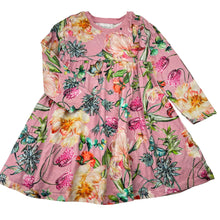 Load image into Gallery viewer, Girls Next, floral cotton long sleeve dress, GUC, size 3-4, L: 50cm
