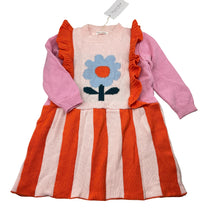Load image into Gallery viewer, Girls Munich Blue, colourful knitted cotton dress, flower, NEW, size 1, L: 46cm