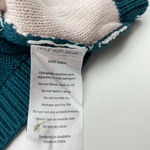 Load image into Gallery viewer, Girls Munich Blue, knitted cotton long sleeve dress, cat, EUC, size 1, L: 46cm