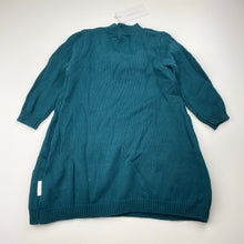 Load image into Gallery viewer, Girls Munich Blue, knitted cotton long sleeve dress, cat, EUC, size 1, L: 46cm