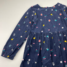 Load image into Gallery viewer, Girls Woolworths, floral corduroy cotton long sleeve dress, EUC, size 7, L: 56cm