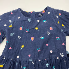 Load image into Gallery viewer, Girls Woolworths, floral corduroy cotton long sleeve dress, EUC, size 7, L: 56cm