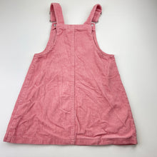 Load image into Gallery viewer, Girls Primark, pink corduroy cotton overalls dress / pinafore, EUC, size 4-5, L: 52cm