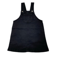 Load image into Gallery viewer, Girls Cotton On, black stretch denim overalls dress / pinafore, EUC, size 3, L: 50cm