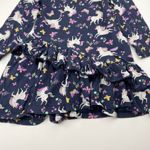 Load image into Gallery viewer, Girls Mango, cotton long sleeve dress, unicorns, GUC, size 2, L: 41cm