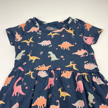 Load image into Gallery viewer, Girls Anko, navy cotton dress, dinosaurs, FUC, size 5, L: 54cm