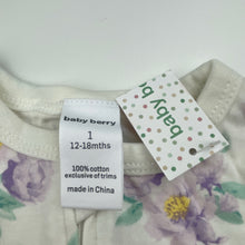 Load image into Gallery viewer, Girls Baby Berry, floral cotton zip coverall / romper, NEW, size 1,  