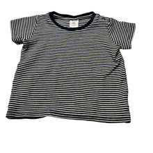 Load image into Gallery viewer, Unisex Seed, navy stripe stretchy tee / top, GUC, size 1,  