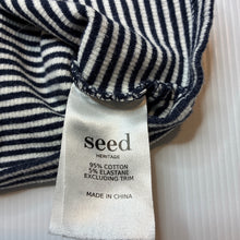 Load image into Gallery viewer, Unisex Seed, navy stripe stretchy tee / top, GUC, size 1,  