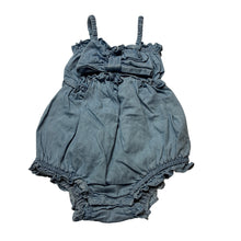 Load image into Gallery viewer, Girls Country Road, chambray cotton summer romper, GUC, size 0,  