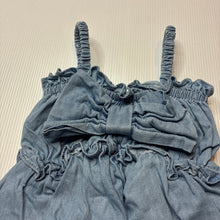 Load image into Gallery viewer, Girls Country Road, chambray cotton summer romper, GUC, size 0,  