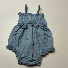 Load image into Gallery viewer, Girls Country Road, chambray cotton summer romper, GUC, size 0,  