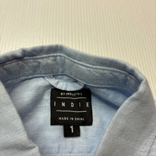 Load image into Gallery viewer, Boys Indie, blue linen/cotton long sleeve shirt, EUC, size 1,  