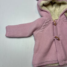 Load image into Gallery viewer, Girls Sprout, fleece lined chunky knit hooded sweater / cardigan, NEW, size 000,  