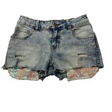 Load image into Gallery viewer, Girls Breakers, distressed stretch denim shorts, adjustable, FUC, size 10,  