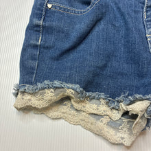 Load image into Gallery viewer, Girls Anko, lace trim stretch denim shorts, adjustable, FUC, size 7,  