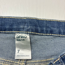 Load image into Gallery viewer, Girls Anko, lace trim stretch denim shorts, adjustable, FUC, size 7,  