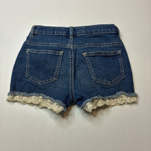 Load image into Gallery viewer, Girls Anko, lace trim stretch denim shorts, adjustable, FUC, size 7,  