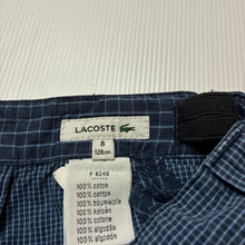 Load image into Gallery viewer, Boys LACOSTE, checked cotton shorts, adjustable, GUC, size 8,  