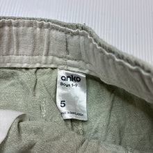 Load image into Gallery viewer, Boys Anko, green linen/cotton shorts, elasticated, EUC, size 5,  