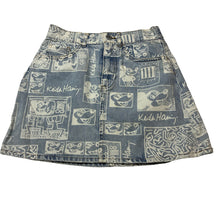 Load image into Gallery viewer, Girls H&amp;M, Disney Mickey Mouse x Keith Harig denim skirt, elasticated, L: 33.5cm, GUC, size 9-10,  
