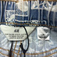 Load image into Gallery viewer, Girls H&amp;M, Disney Mickey Mouse x Keith Harig denim skirt, elasticated, L: 33.5cm, GUC, size 9-10,  
