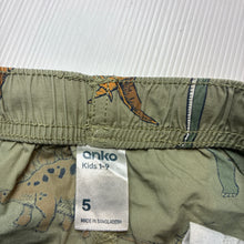 Load image into Gallery viewer, Boys Anko, lightweight cotton shorts, elasticated, dinosaurs, FUC, size 5,  