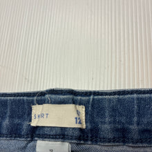Load image into Gallery viewer, Girls Target, blue stretch denim skirt, adjustable, L: 35cm, GUC, size 12,  