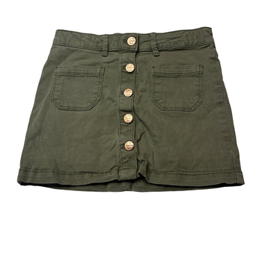 Girls 1964 Denim Co, khaki stretch denim skirt, adjustable, L: 29.5cm, GUC, size 10,  