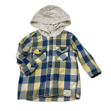 Load image into Gallery viewer, Boys Pumpkin Patch, hooded flannel long sleeve shirt, EUC, size 00,  