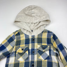 Load image into Gallery viewer, Boys Pumpkin Patch, hooded flannel long sleeve shirt, EUC, size 00,  