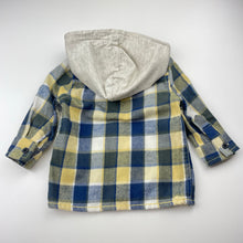 Load image into Gallery viewer, Boys Pumpkin Patch, hooded flannel long sleeve shirt, EUC, size 00,  
