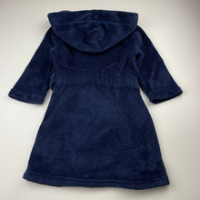Load image into Gallery viewer, Unisex Brilliant Basics, navy fleece dressing gown / bath robe, EUC, size 3,  