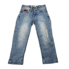 Load image into Gallery viewer, Boys Lee Cooper, distressed stretch denim jeans, adjustable, Inside leg: 38cm, FUC, size 3-4,  