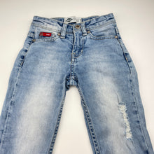 Load image into Gallery viewer, Boys Lee Cooper, distressed stretch denim jeans, adjustable, Inside leg: 38cm, FUC, size 3-4,  